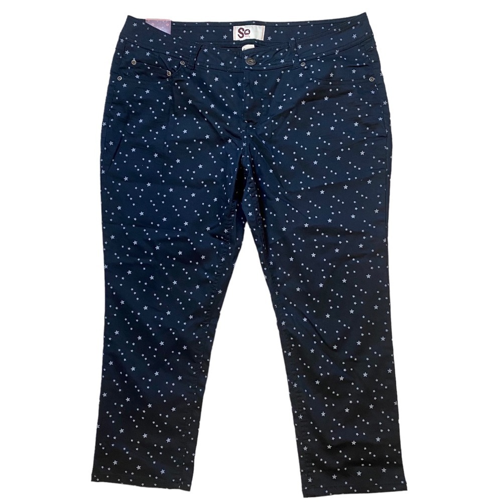 SO Beyond Navy Soft Straight Leg Capris with Star Print Juniors 17 Women’s XL